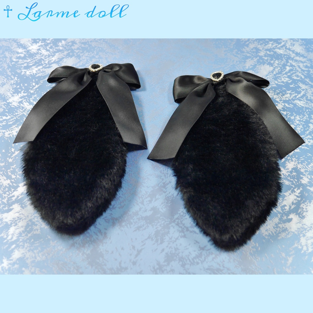 【受注生産】《☥》たれうさ耳リボンヘアクリップ (飾り有りタイプ)