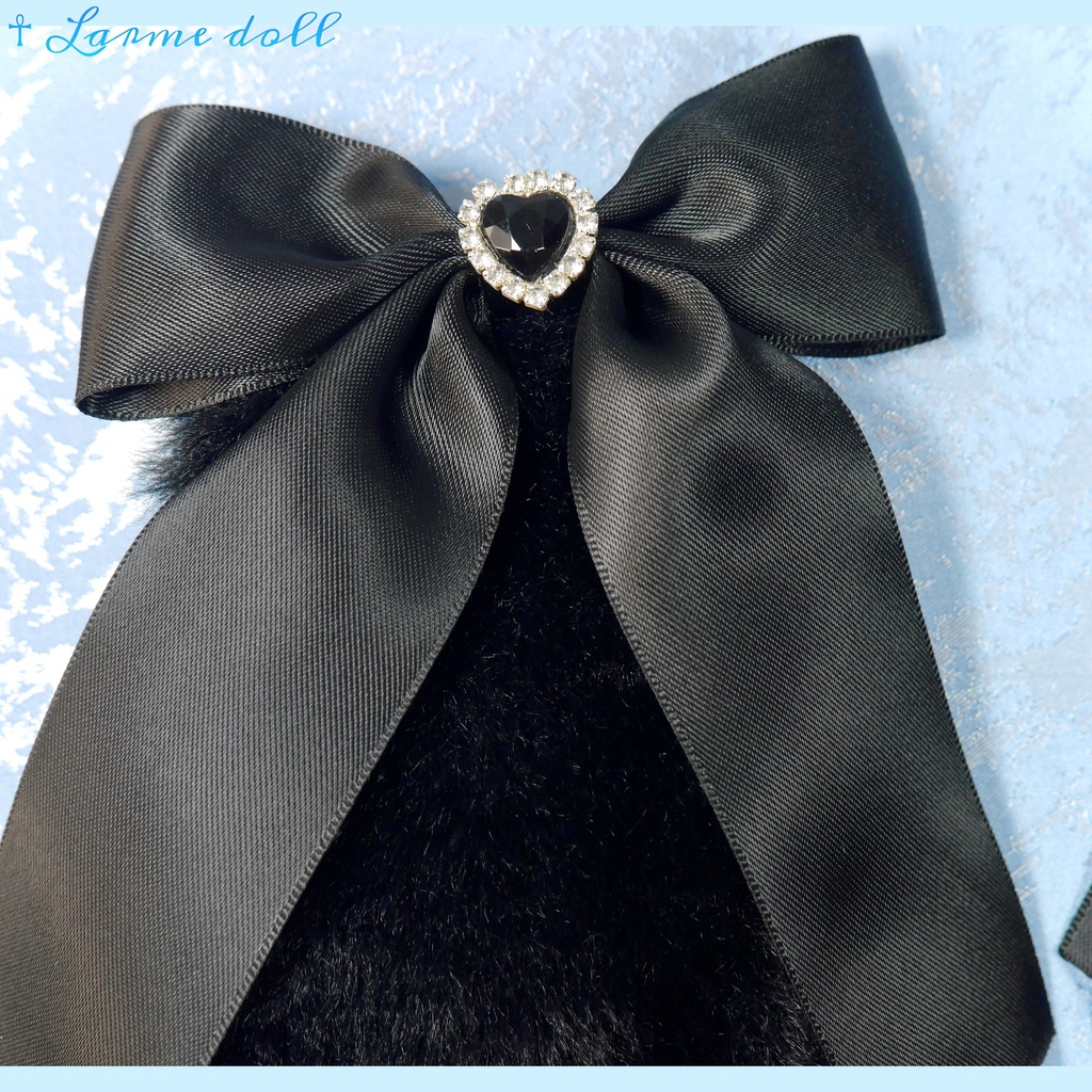 【受注生産】《☥》たれうさ耳リボンヘアクリップ (飾り有りタイプ)