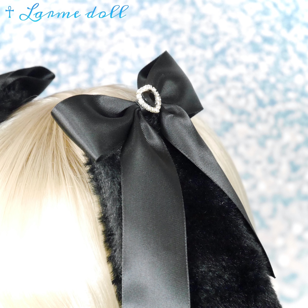 【受注生産】《☥》たれうさ耳リボンヘアクリップ (飾り有りタイプ)