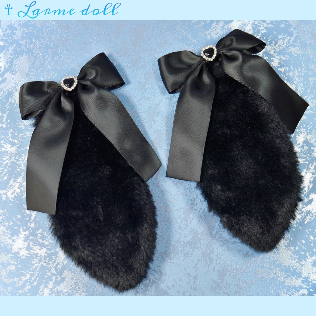 【受注生産】《☥》たれうさ耳リボンヘアクリップ (飾り有りタイプ)