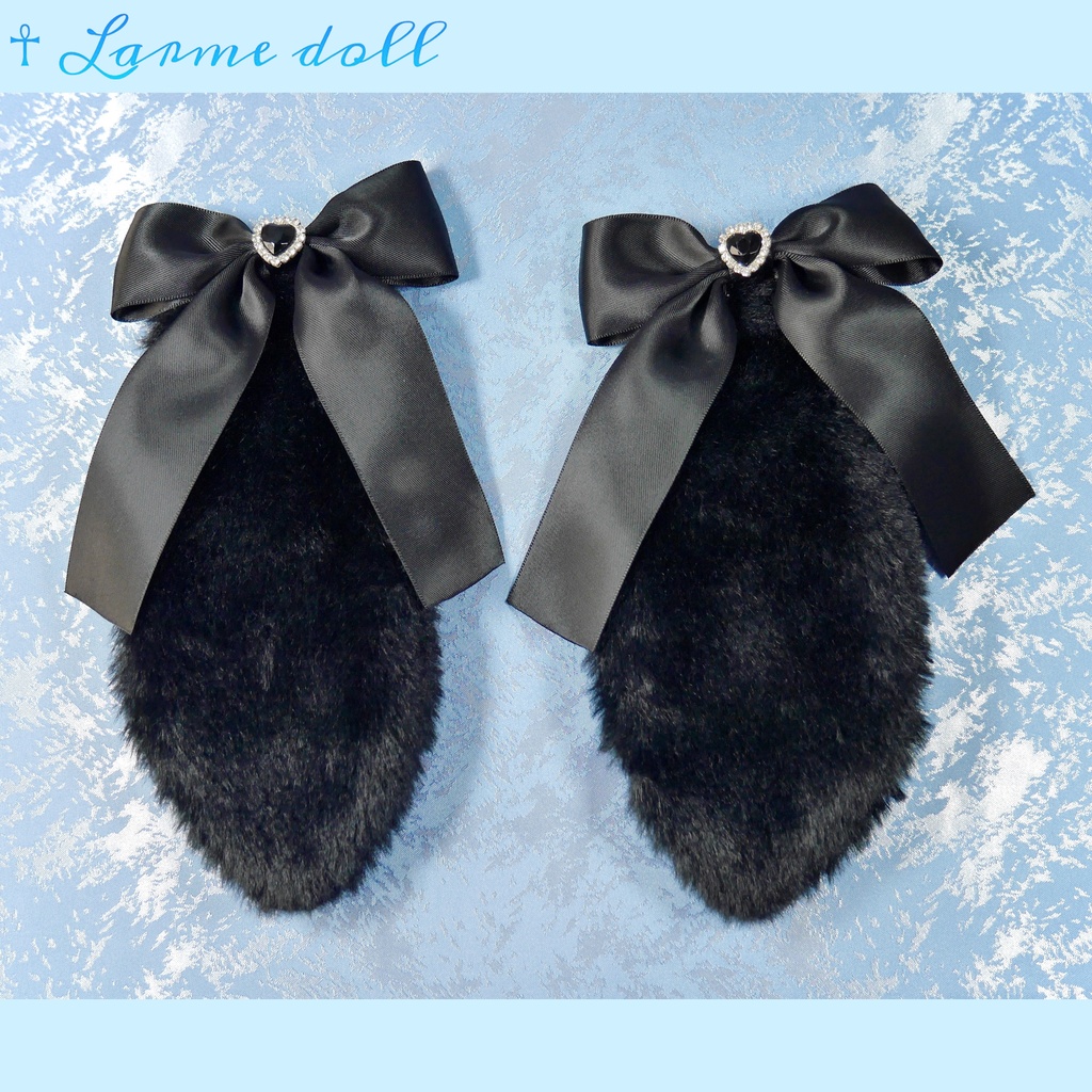 【受注生産】《☥》たれうさ耳リボンヘアクリップ (飾り有りタイプ)