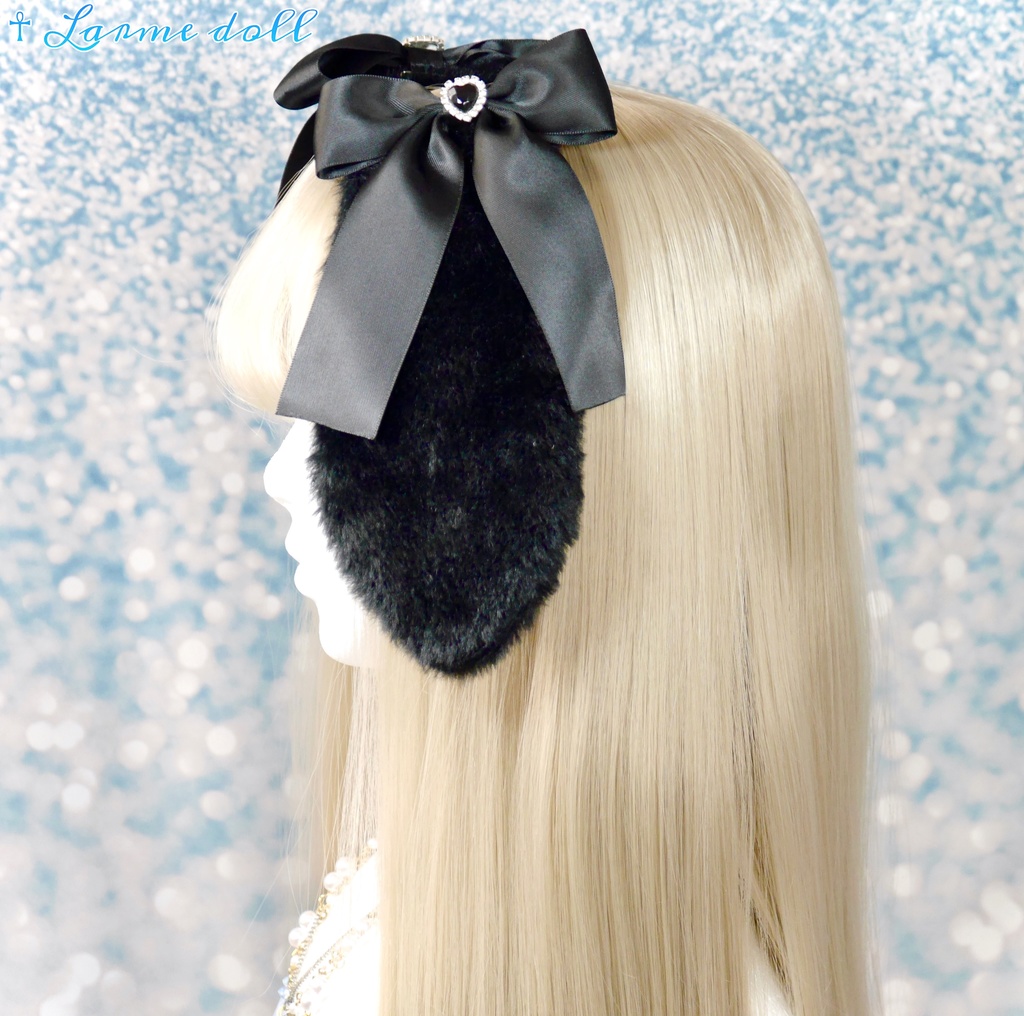 【受注生産】《☥》たれうさ耳リボンヘアクリップ (飾り有りタイプ)