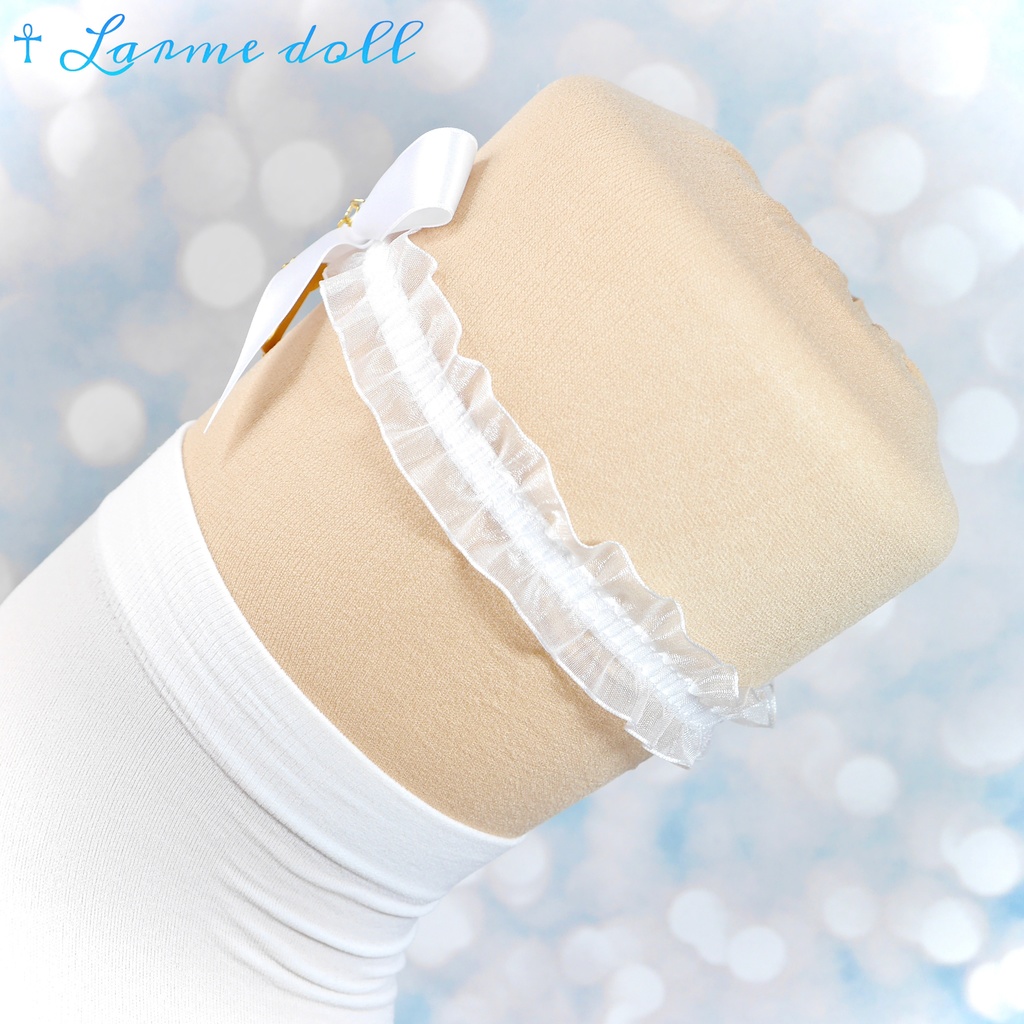 【受注生産】《☥》オーガンジーレースガーターリング(レース白)(リボンノーマルVer.)(クリップ無し)(タイプB)