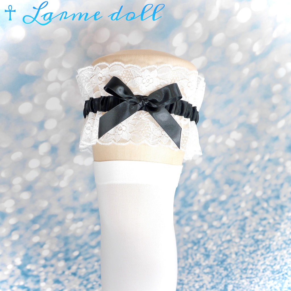 【受注生産】《☥》レースリボンガーターリング(レース白)(リボンノーマルVer.)