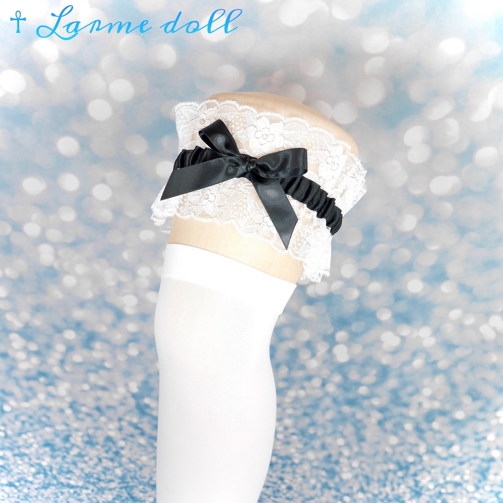 【受注生産】《☥》レースリボンガーターリング(レース白)(リボンノーマルVer.)