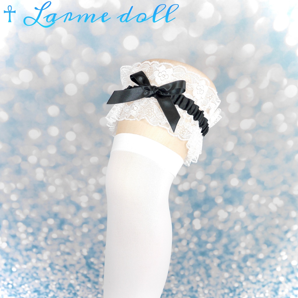 【受注生産】《☥》レースリボンガーターリング(レース白)(リボンノーマルVer.)