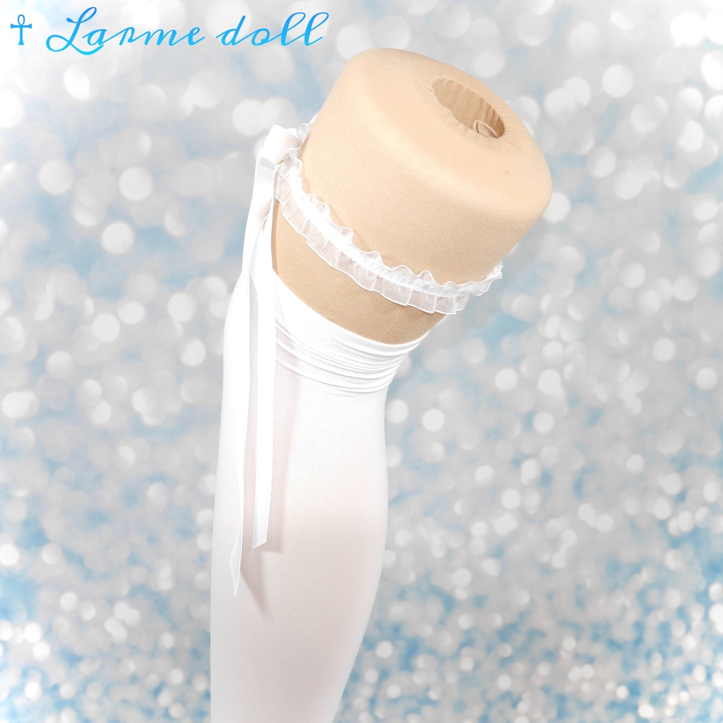 【受注生産】《☥》オーガンジーレースガーターリング(レース白)(リボンロングVer.)(クリップ無し)(タイプA)