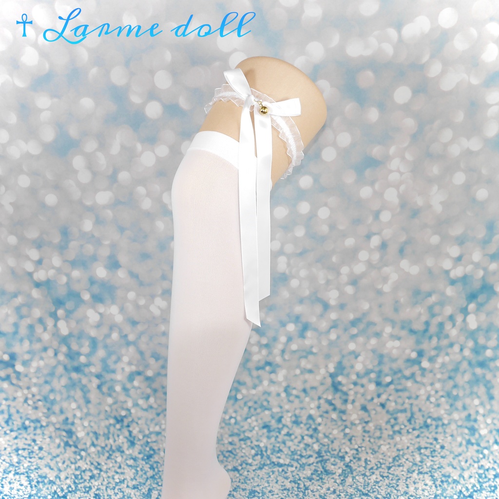 【受注生産】《☥》オーガンジーレースガーターリング(レース白)(リボンロングVer.)(クリップ無し)(タイプA)