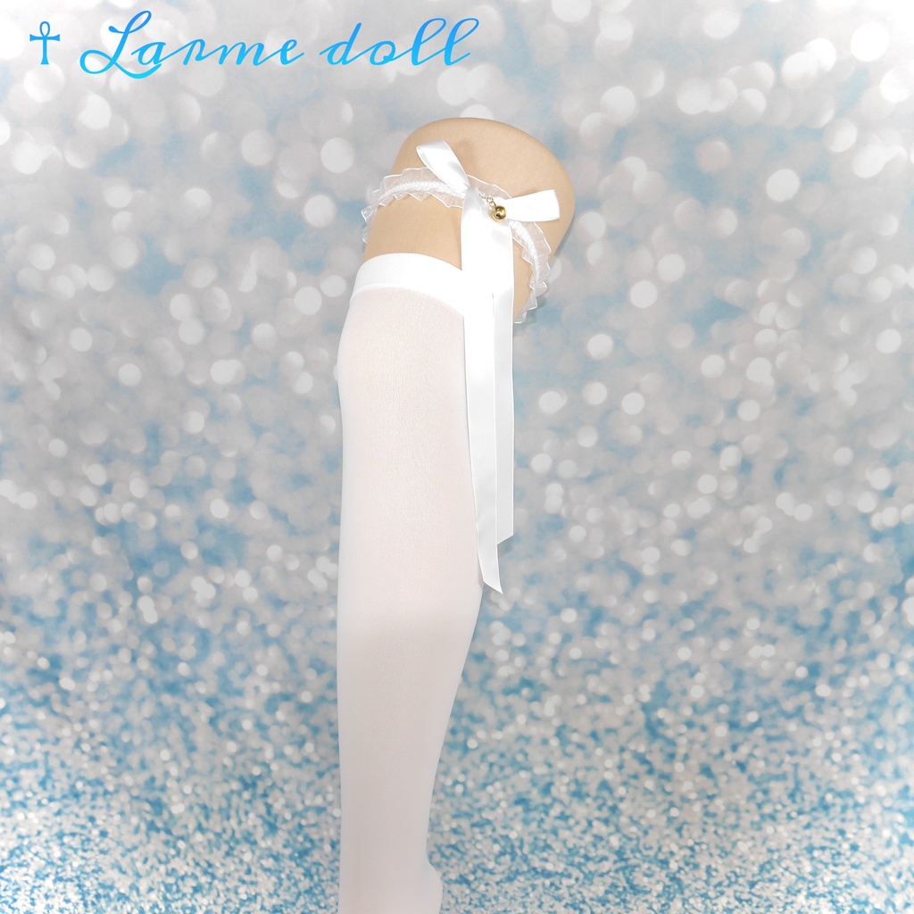 【受注生産】《☥》オーガンジーレースガーターリング(レース白)(リボンロングVer.)(クリップ無し)(タイプA)