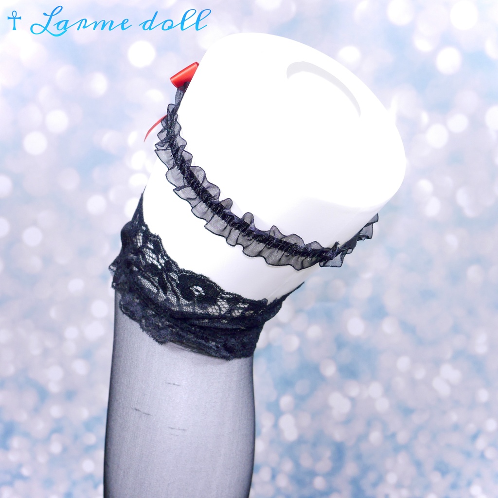 【受注生産】《☥》オーガンジーレースガーターリング(レース黒)(リボンノーマルVer.)(クリップ無し)(タイプB)