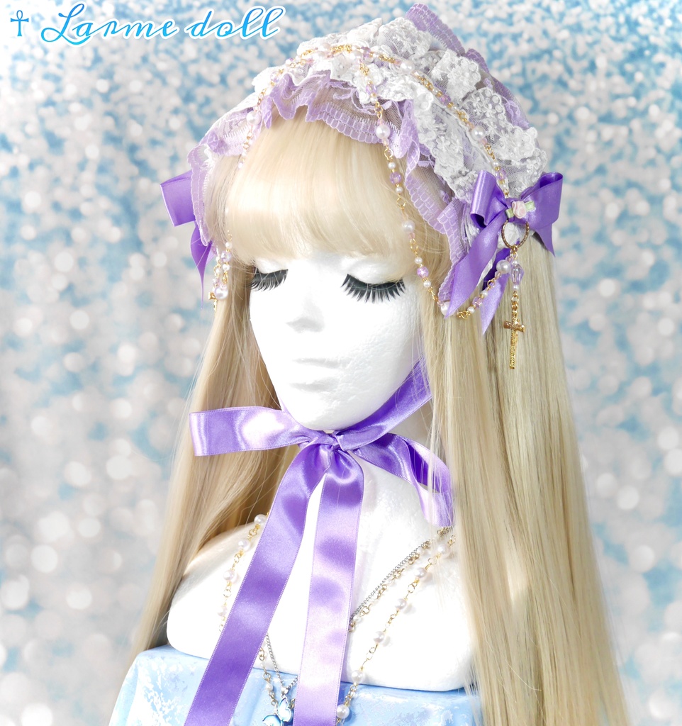 【完成品】【過去製作品】【少し錆び/汚れ有り】《☥》ラベンダーパープルヘッドドレス