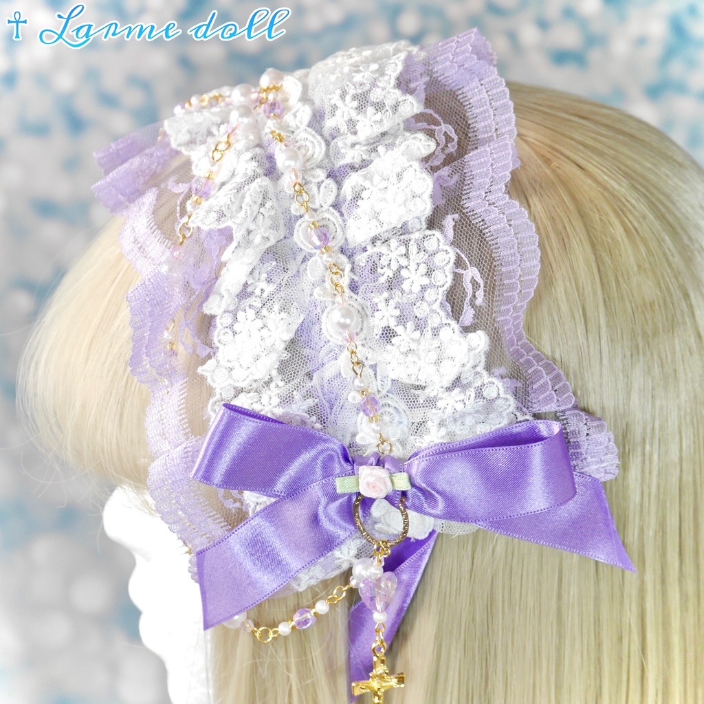 【完成品】【過去製作品】【少し錆び/汚れ有り】《☥》ラベンダーパープルヘッドドレス