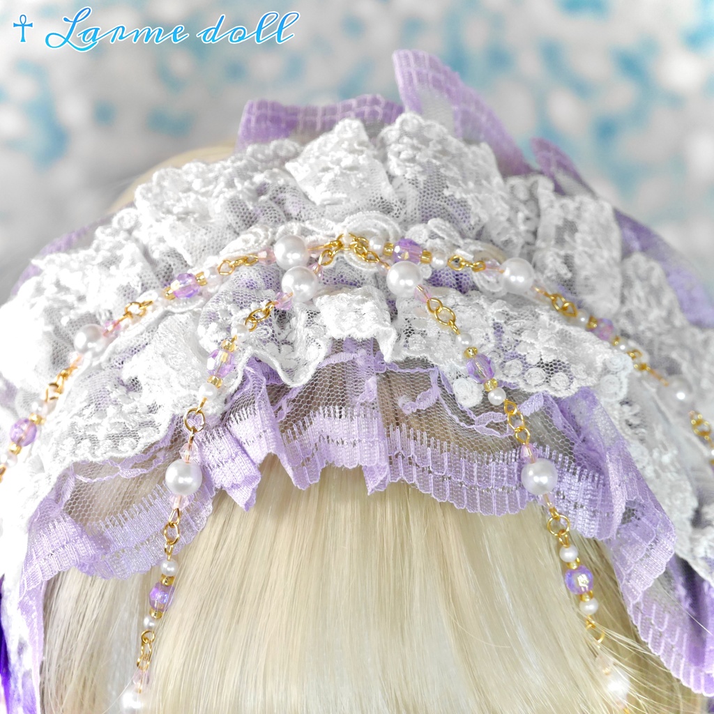 【完成品】【過去製作品】【少し錆び/汚れ有り】《☥》ラベンダーパープルヘッドドレス