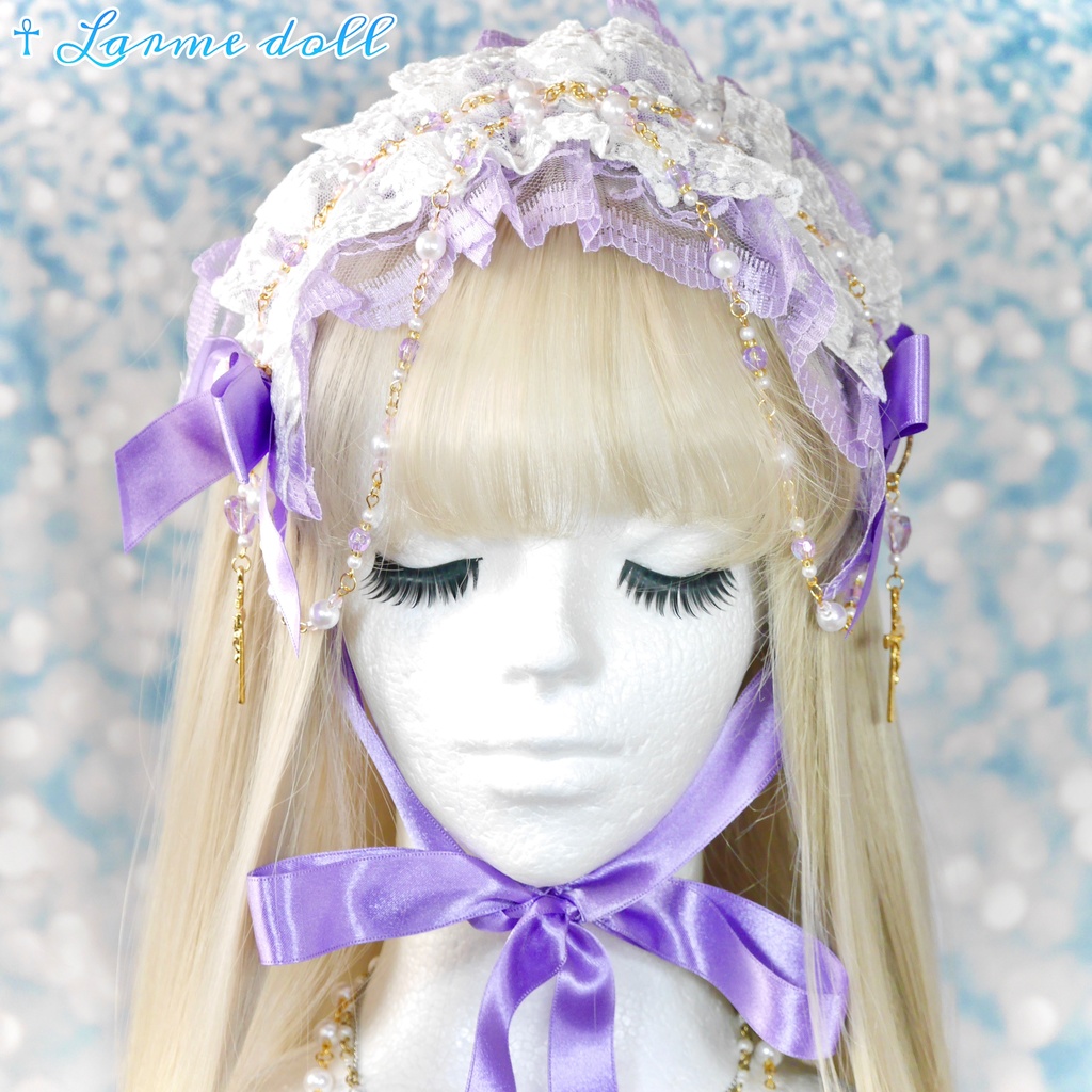 【完成品】【過去製作品】【少し錆び/汚れ有り】《☥》ラベンダーパープルヘッドドレス