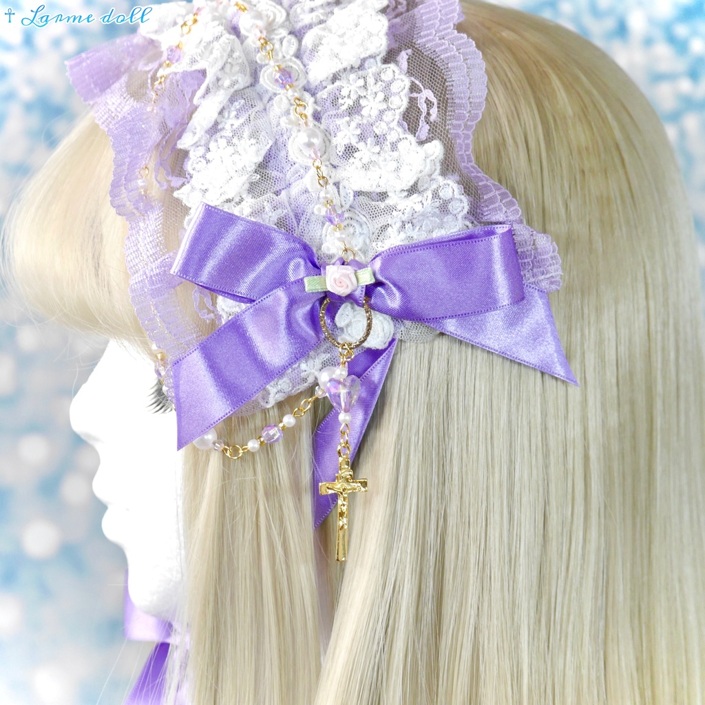 【完成品】【過去製作品】【少し錆び/汚れ有り】《☥》ラベンダーパープルヘッドドレス