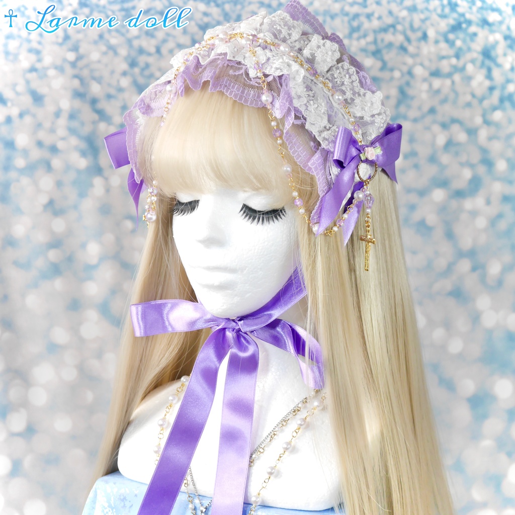 【完成品】【過去製作品】【少し錆び/汚れ有り】《☥》ラベンダーパープルヘッドドレス