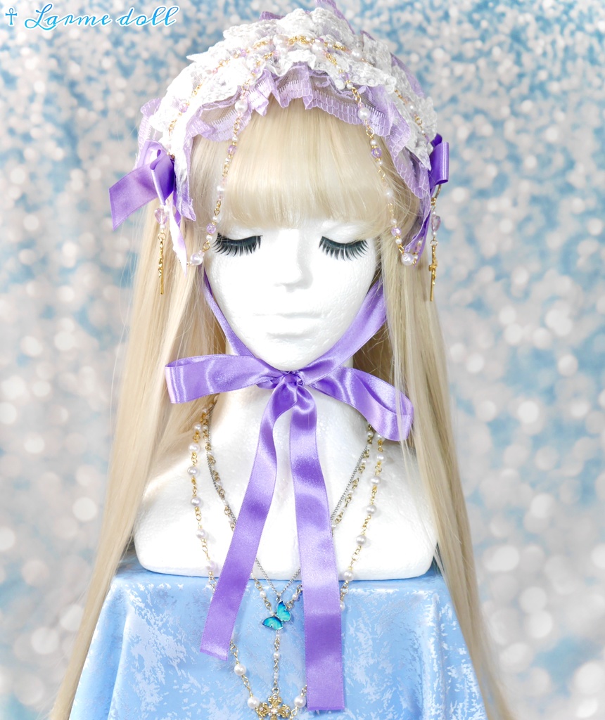 【完成品】【過去製作品】【少し錆び/汚れ有り】《☥》ラベンダーパープルヘッドドレス