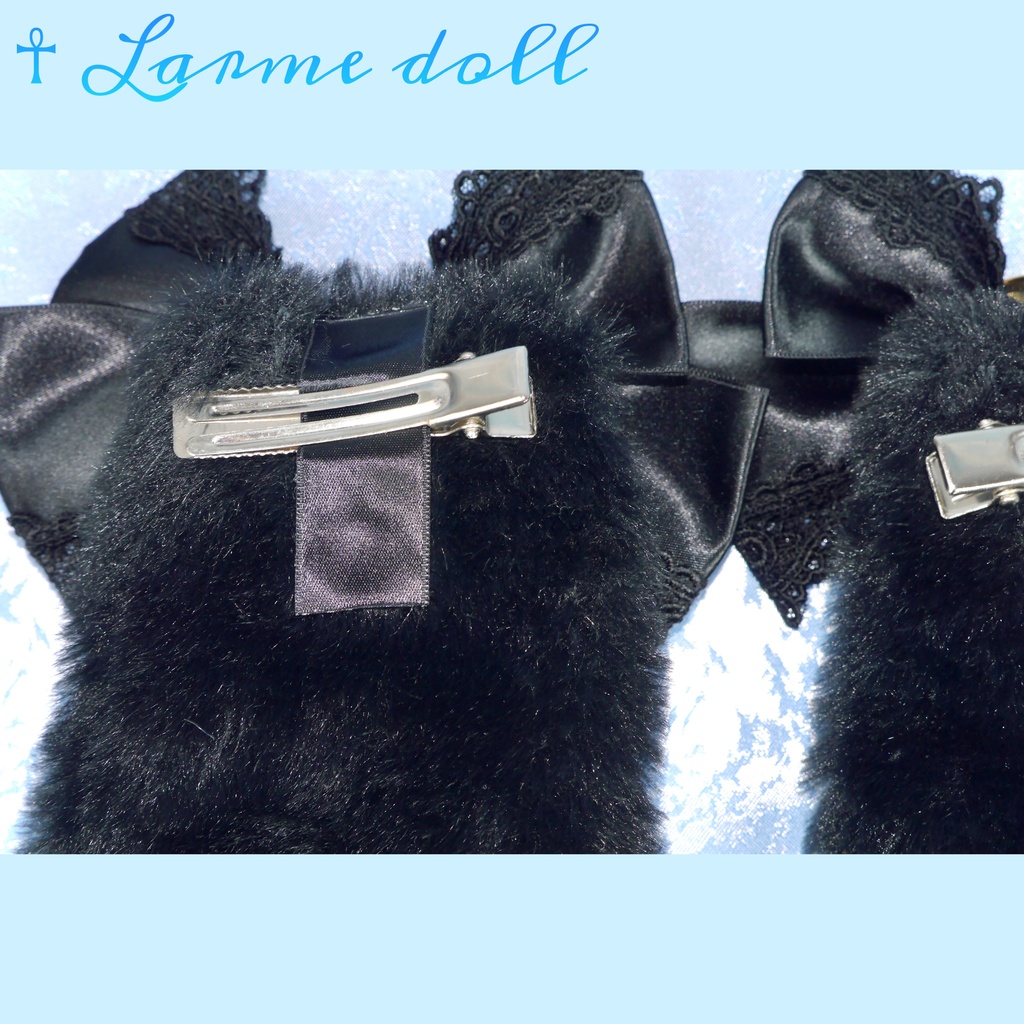 【完成品】【⚠️少し難あり】《☥》たれうさ耳ヘアクリップ(カラー▷黒)