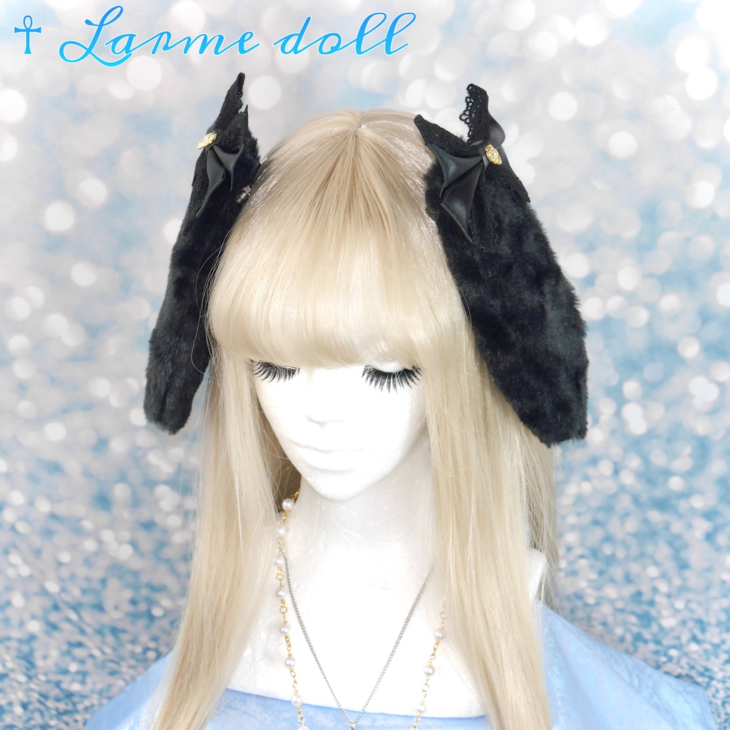 【完成品】【⚠️少し難あり】《☥》たれうさ耳ヘアクリップ(カラー▷黒)