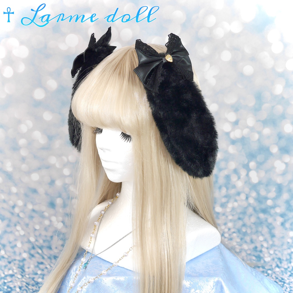 【完成品】【⚠️少し難あり】《☥》たれうさ耳ヘアクリップ(カラー▷黒)