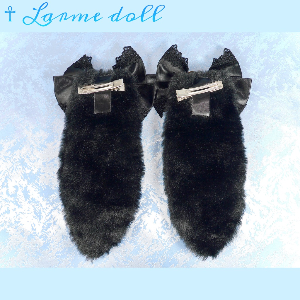 【完成品】【⚠️少し難あり】《☥》たれうさ耳ヘアクリップ(カラー▷黒)