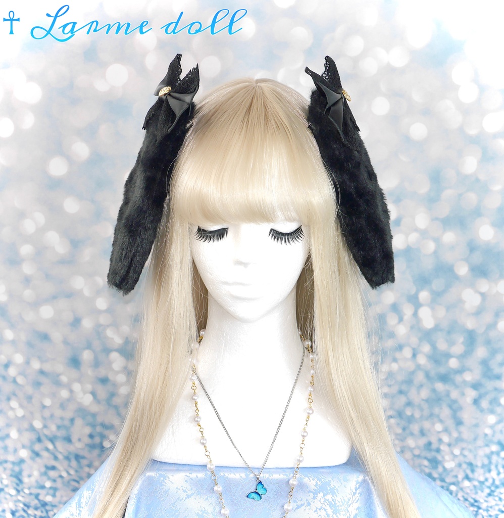 【完成品】【⚠️少し難あり】《☥》たれうさ耳ヘアクリップ(カラー▷黒)