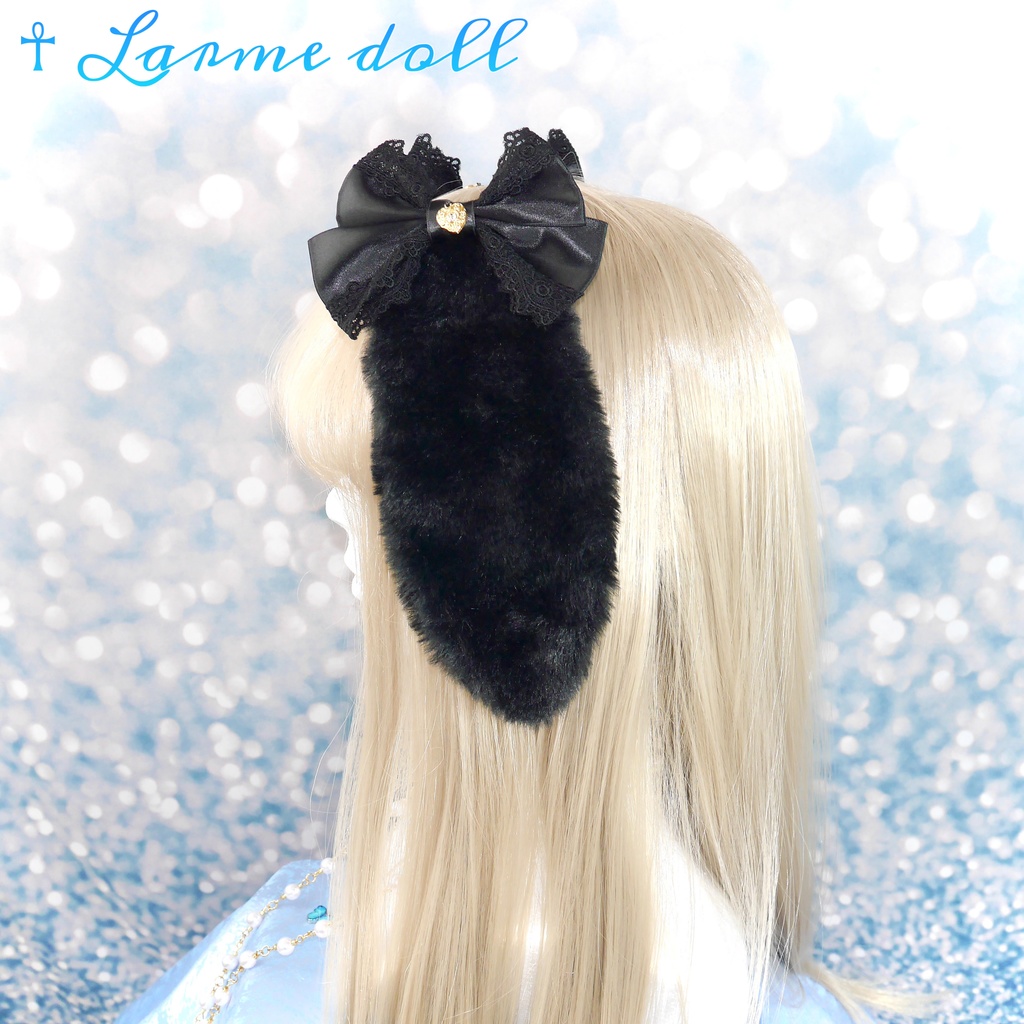 【完成品】【⚠️少し難あり】《☥》たれうさ耳ヘアクリップ(カラー▷黒)