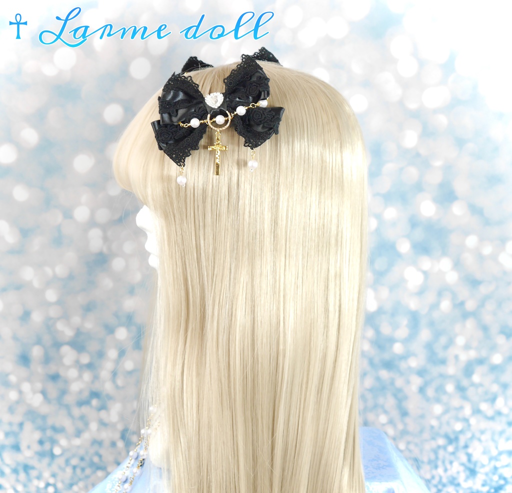 【完成品】【過去製作品】【⚠️錆び/型崩れ有り】《☥》ロリィタリボンヘアクリップ(少し大きめ)カラー▷黒