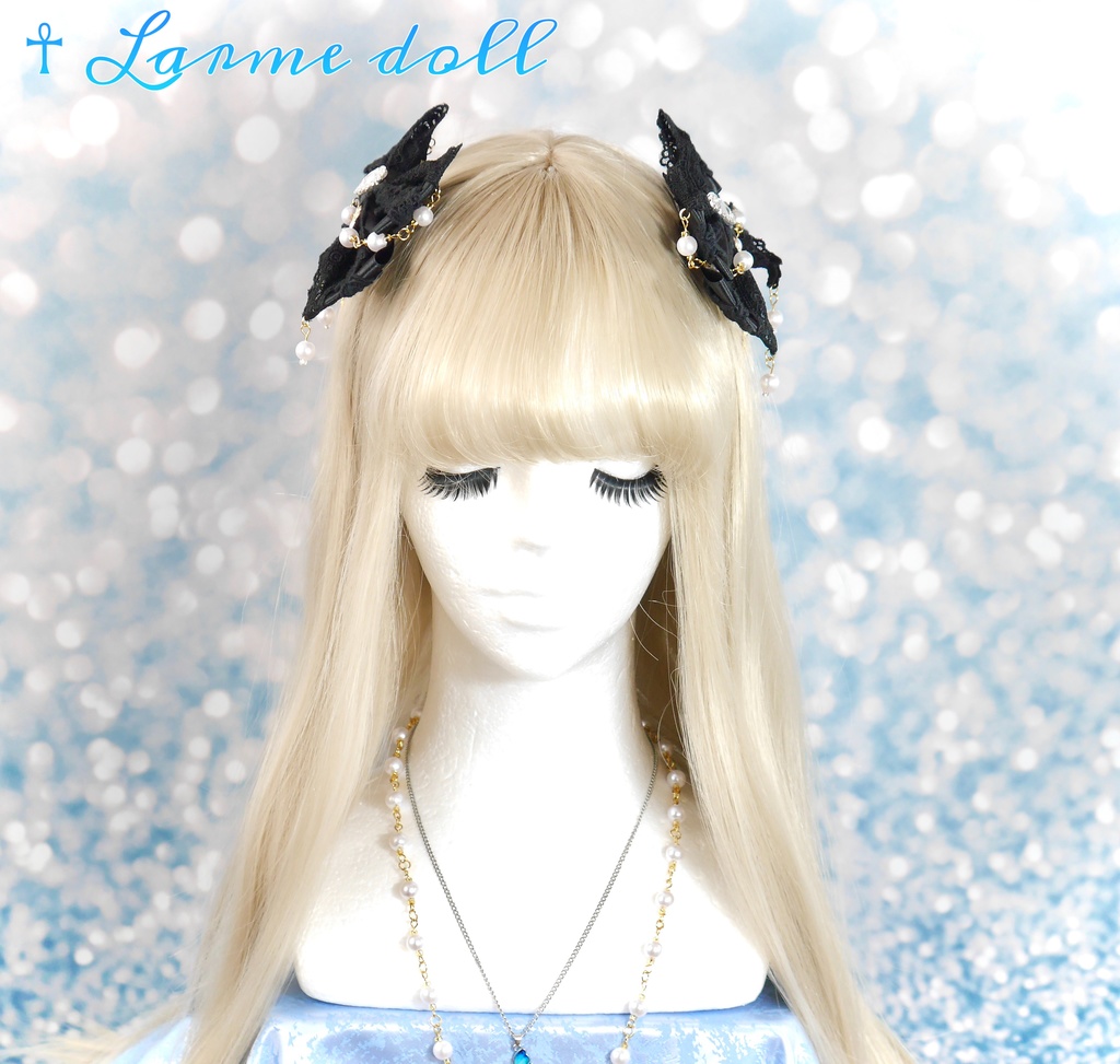 【完成品】【過去製作品】【⚠️錆び/型崩れ有り】《☥》ロリィタリボンヘアクリップ(少し大きめ)カラー▷黒