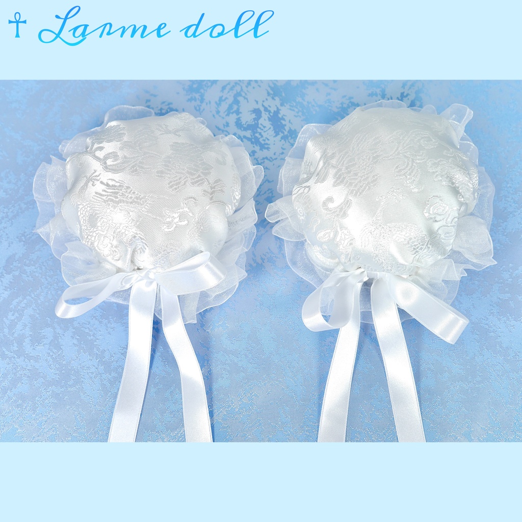 【受注生産】《☥》ゆめかわチャイナおだんごカバー 取り外し可能綿クッション+ヘアクリップ付き(オーガンジーレース白)(本体カバーカラー▷白)