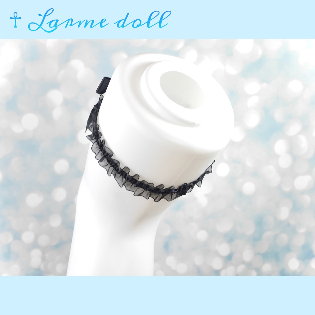 【受注生産】《☥》オーガンジーレースガーターリング(レース黒)(リボンノーマルVer.)(クリップ無し)(タイプC)