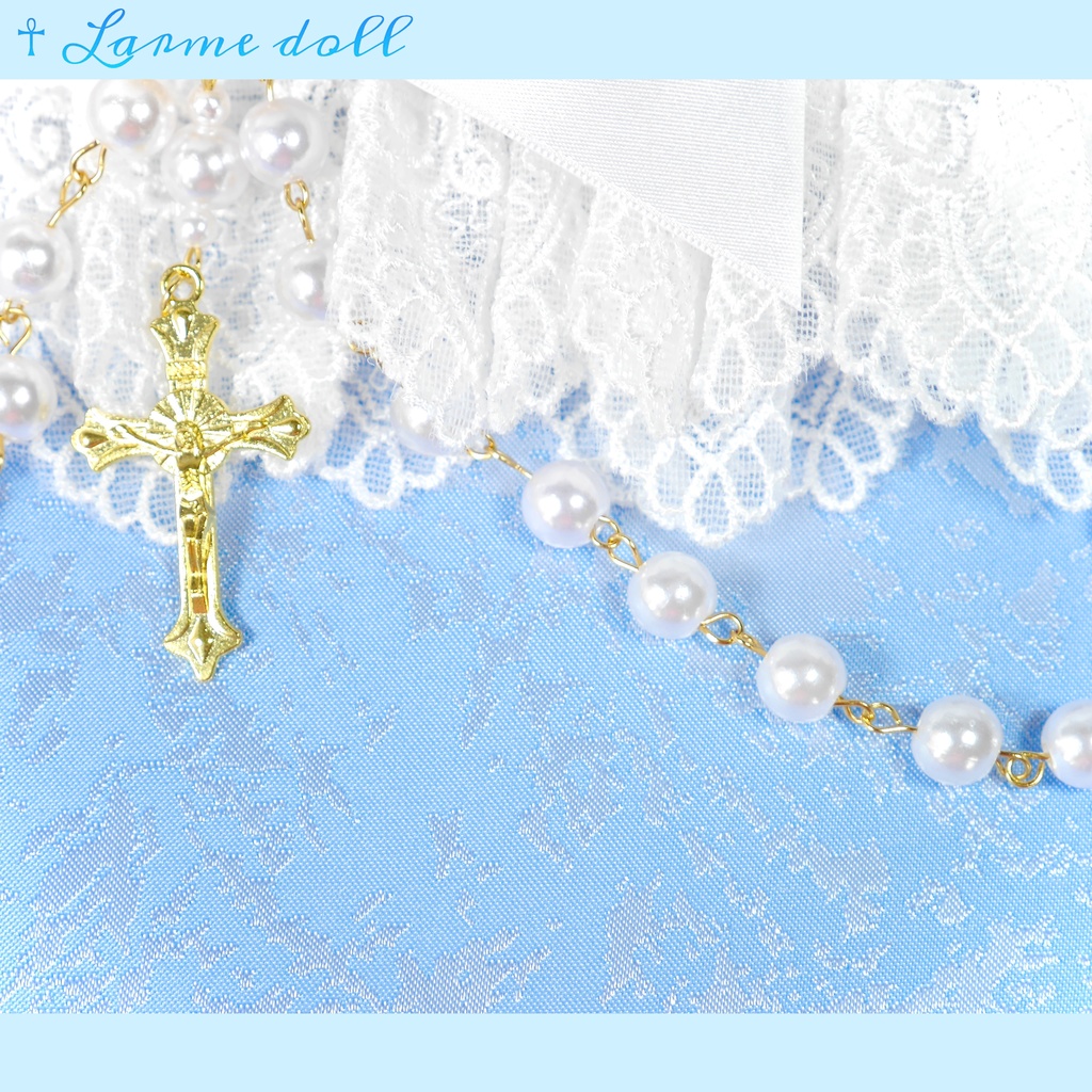 【受注生産】《☥》ふわふわファーガーターリング アクリル製パールビーズタイプ (白)