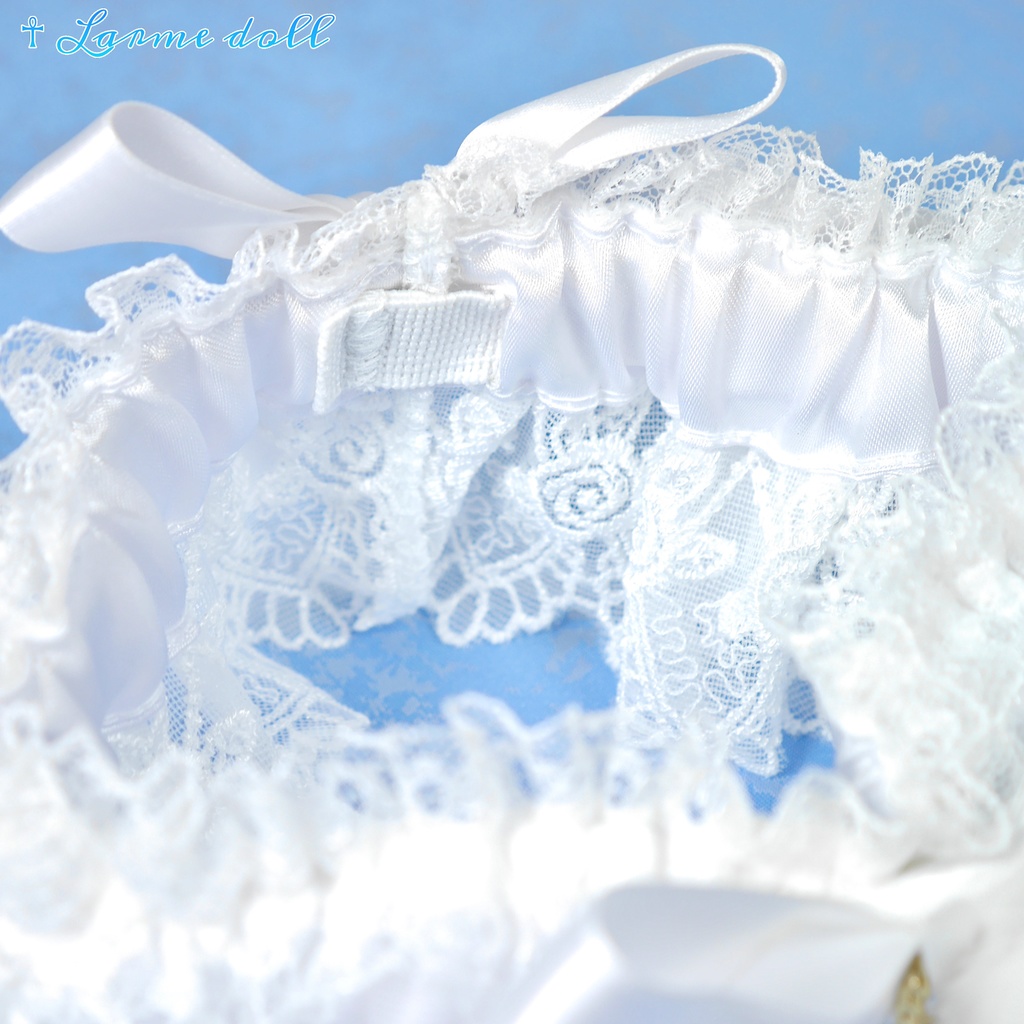 【受注生産】《☥》ふわふわファーガーターリング アクリル製パールビーズタイプ (白)