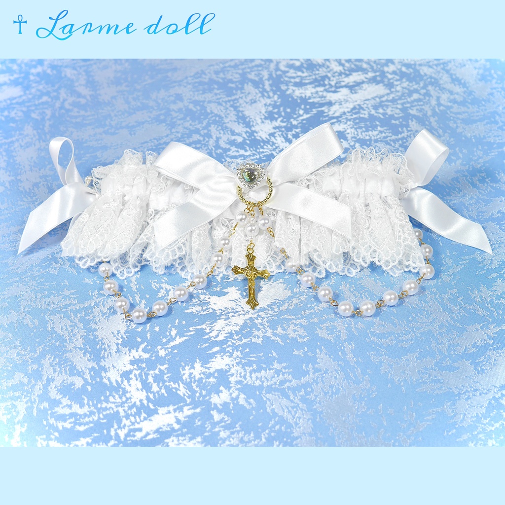 【受注生産】《☥》ロリィタガーターリング アクリル製パールビーズタイプ (白)