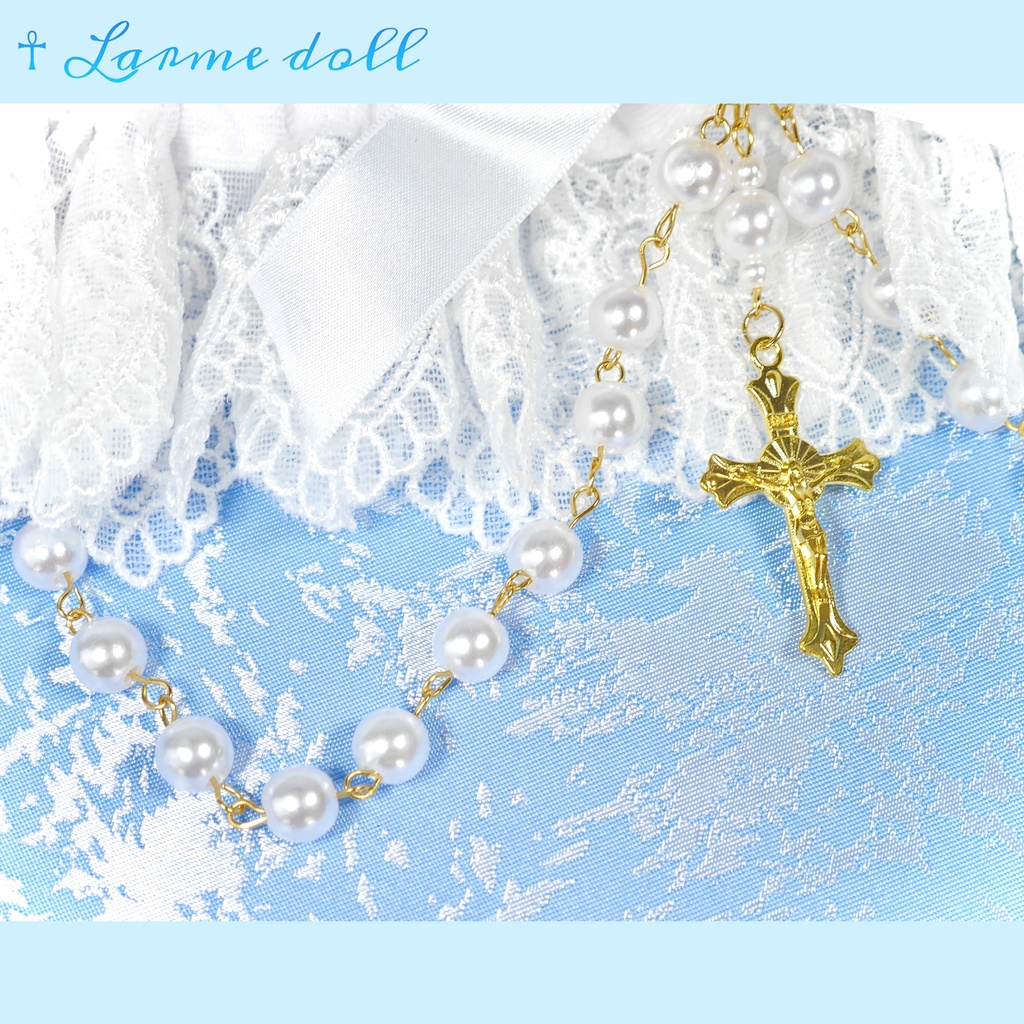 【受注生産】《☥》ロリィタガーターリング アクリル製パールビーズタイプ (白)