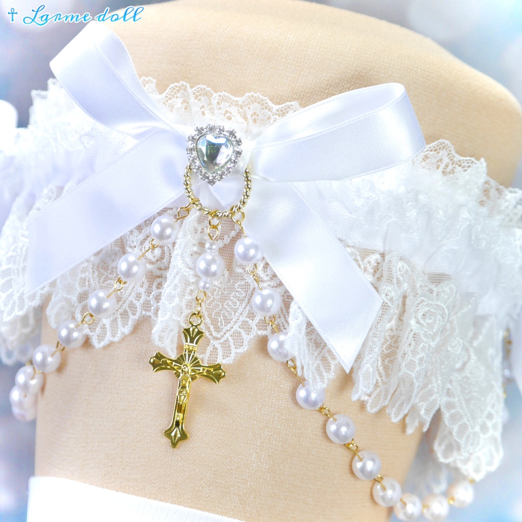 【受注生産】《☥》ロリィタガーターリング アクリル製パールビーズタイプ (白)