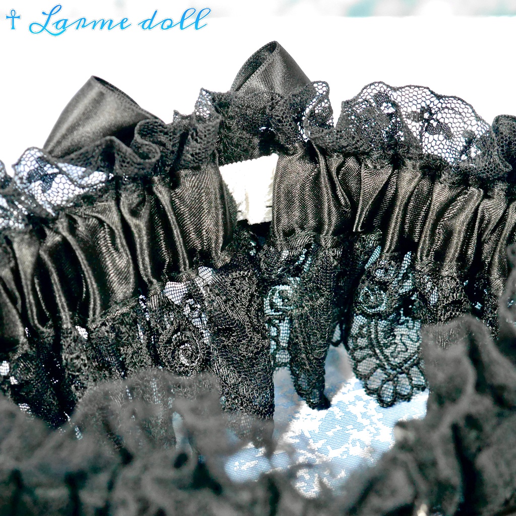 【受注生産】《☥》ロリィタガーターリング アクリル製パールビーズタイプ (黒)