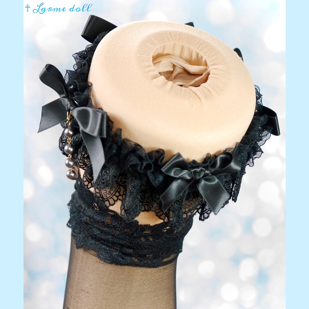 【受注生産】《☥》ロリィタガーターリング アクリル製パールビーズタイプ (黒)