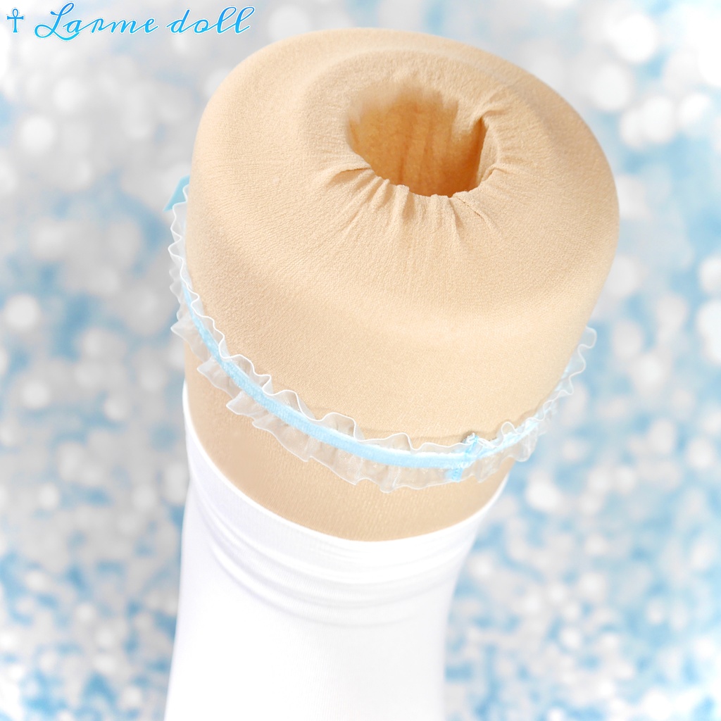 【受注生産】《☥》オーガンジーレースガーターリング(レース水色)(リボンノーマルver.)(クリップ無し)(タイプA)