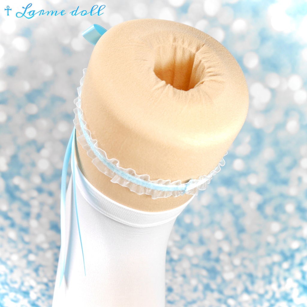 【受注生産】《☥》オーガンジーレースガーターリング(レース水色)(リボンロングver.)(クリップ無し)(タイプB)