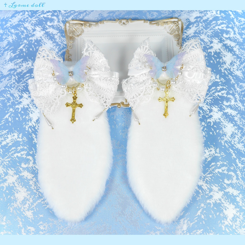 【受注生産】《☥》たれうさ耳ロリィタリボンヘアクリップ(白)