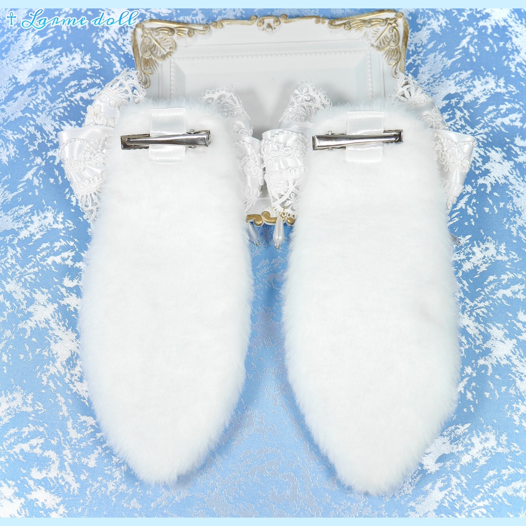 【受注生産】《☥》たれうさ耳ロリィタリボンヘアクリップ(白)