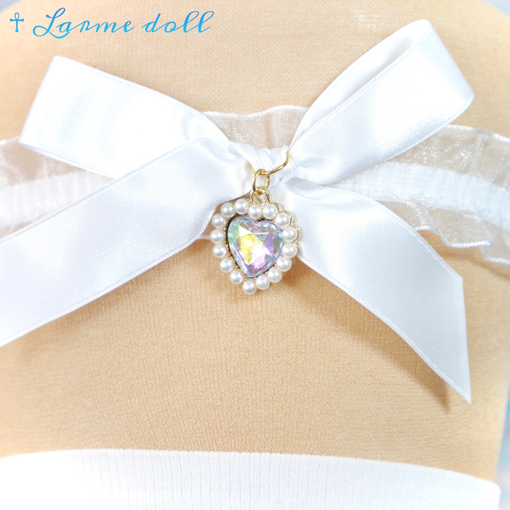 【受注生産】《☥》オーガンジーレースガーターリング(レース白)(リボンノーマルVer.)(クリップ無し)(タイプD)