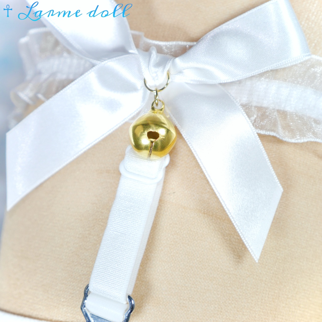 【受注生産】《☥》オーガンジーレースガーターリング(レース白)(リボンノーマルver.)(クリップ有り)(タイプA)