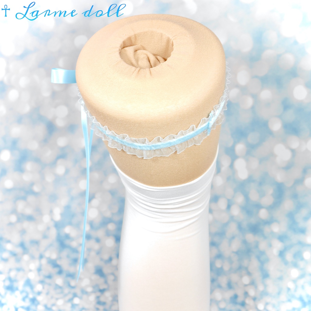 【受注生産】《☥》オーガンジーレースガーターリング(レース水色)(リボンロングver.)(クリップ有り)(タイプB)