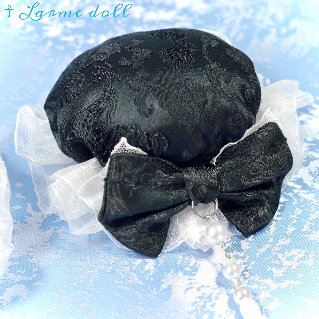 【完成品】【一点物】《☥》タッセル付き チャイナお団子カバー カラー▷黒×白