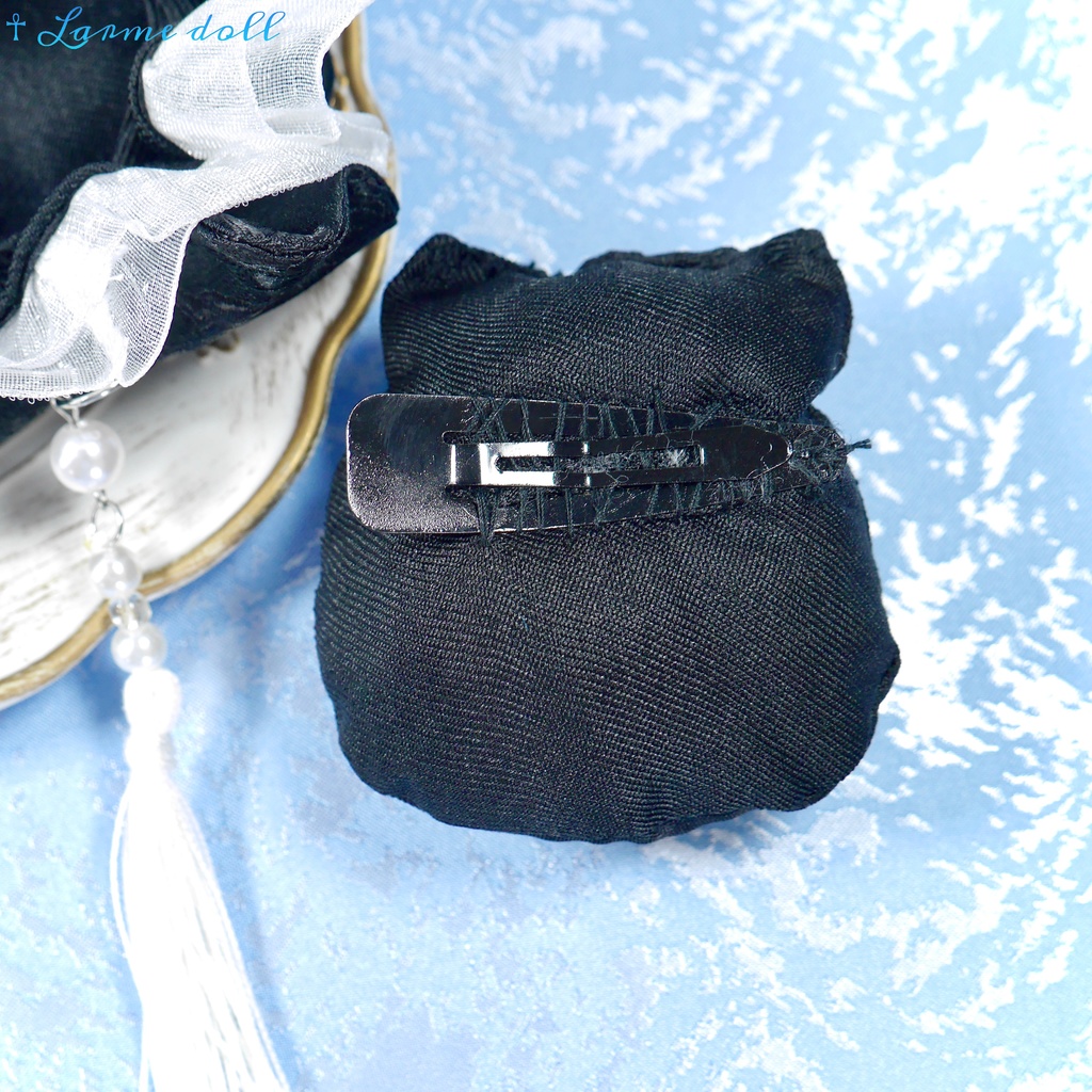 【完成品】【一点物】《☥》タッセル付き チャイナお団子カバー カラー▷黒×白