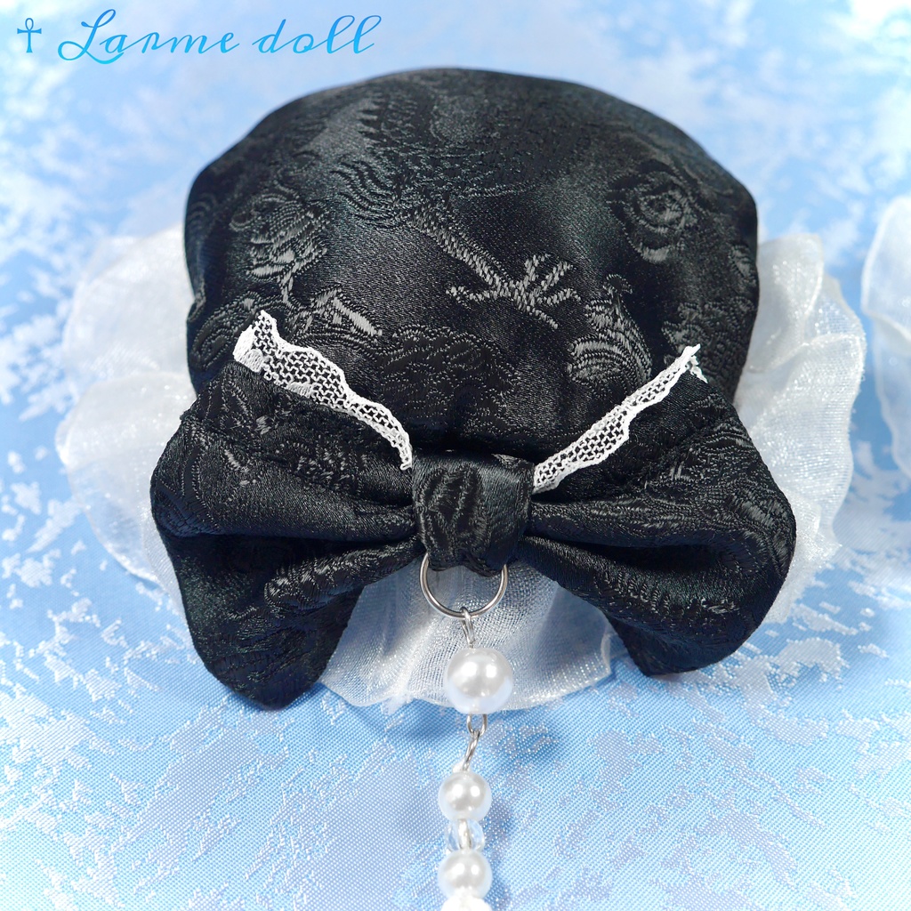 【完成品】【一点物】《☥》タッセル付き チャイナお団子カバー カラー▷黒×白