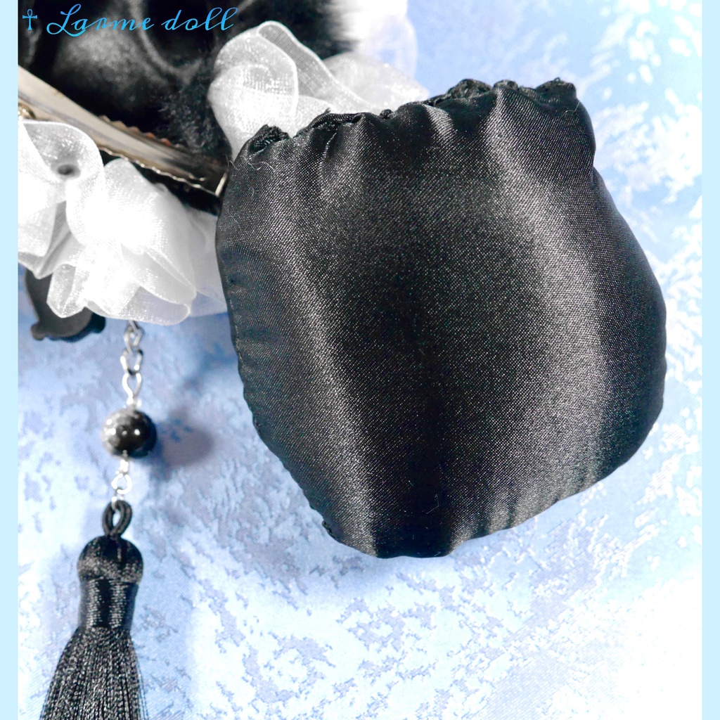 【受注生産】《☥》パンダチャイナお団子カバー (ファー生地タイプ) (レース白)本体カバーカラー▷黒