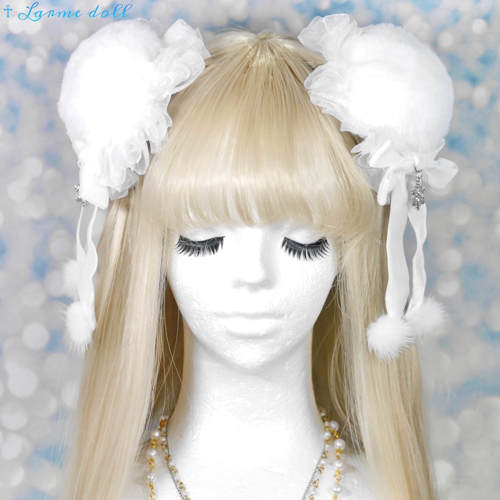 【受注生産】《☥》スノーホワイトお団子カバー(オーガンジーレース白タイプ)